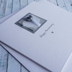 Silver Heart Bead Wedding Card