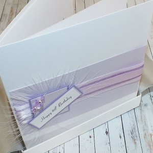 Lilac butterfly stripes birthday card