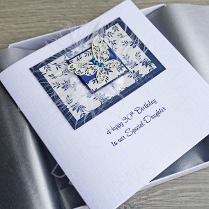 Blue Lace Butterfly Boxed Birthday Card