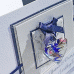 Silver & Blue Heart Birthday Card