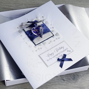 Blue murano glass heart birthday card Blue murano glass heart birthday card