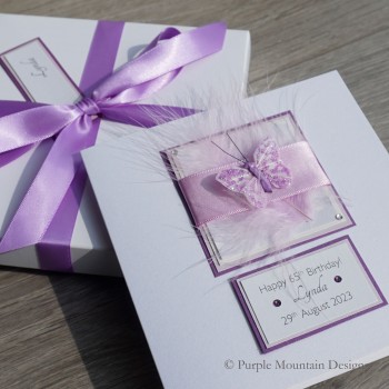 Lilac Ribbon Boxed Birthday Card