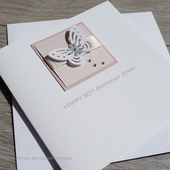 Pink Lace Butterfly Birthday Card