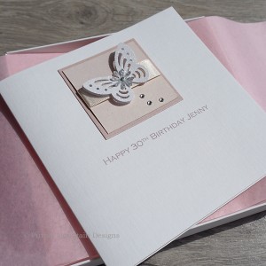 Pink Lace Butterfly Boxed Birthday Card