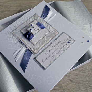 Wedding Day Card in Blue & Silver