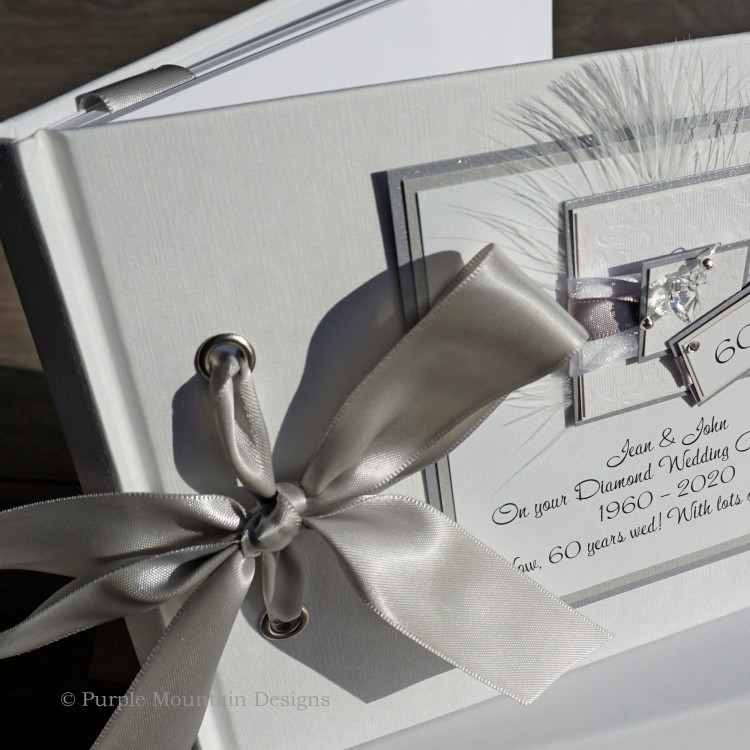 Personalised Diamond Wedding Gift Customised 60th Anniversary Guest Book Album 