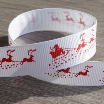 Santa's sledge Christmas grosgrain ribbon