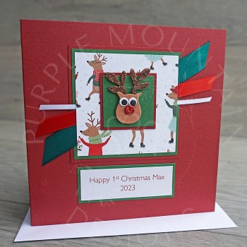 Baby's first Christmas Card "Dancing reindeer"