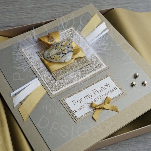 Luxury Boxed Christmas Card "Gold Murano Heart"